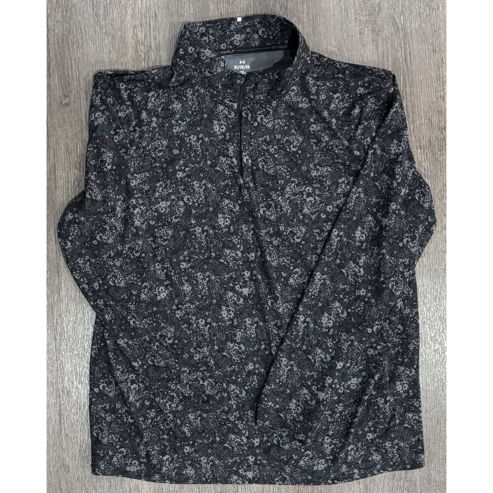 Mens Under Armour 1/4 Zip Golf Pullover Black Long Sleeve UM1219 Size XL
